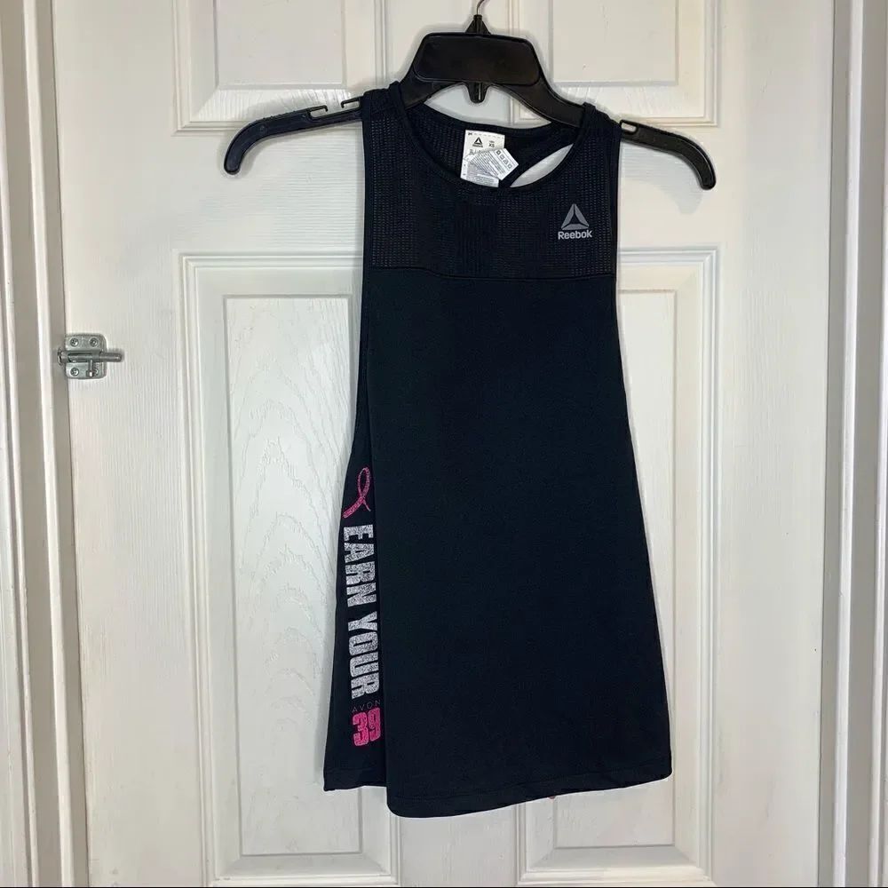 Reebok Black Mesh Tank Size XS Breast Cancer Support